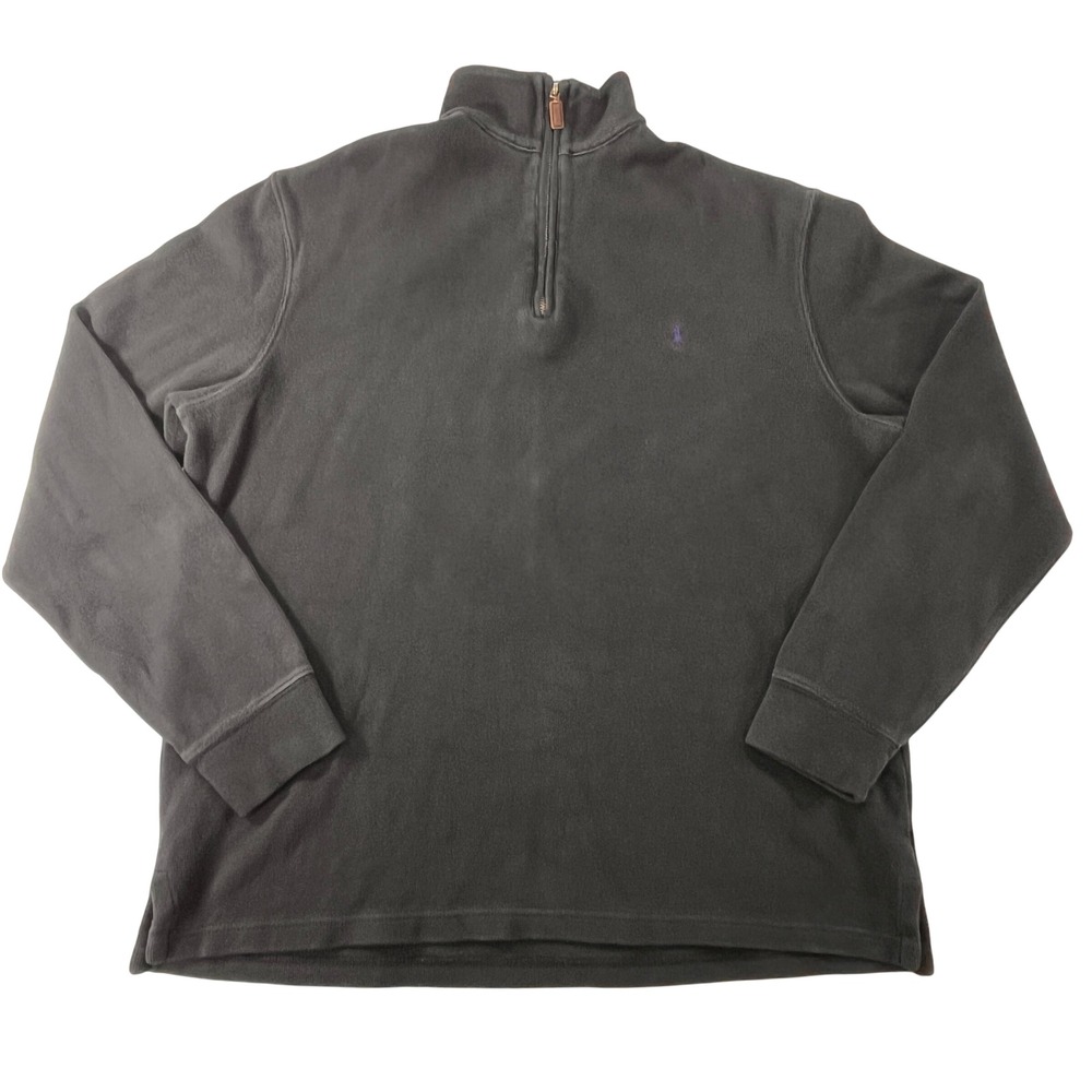 Polo Ralph Lauren Quarter Zip Pullover Mens L Black Cotton Casual Preppy Sporty